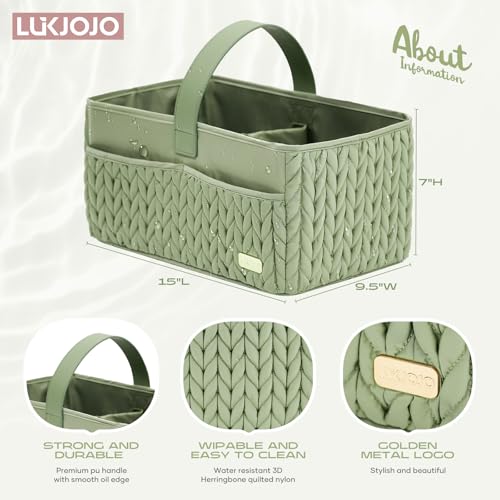 Luxurious Baby Diaper Caddy, Nursery Storage Basket for Newborn Essentials, Travel Baby Basket for Diapers Baby Wipes, Organizer Tote Bag Storage Bin, Baby Shower Gifts(Sage Green) - view 4
