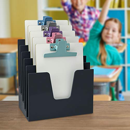 5 Section Incline File Sorter Organizer, Desktop Mail Holder, Black - view 6