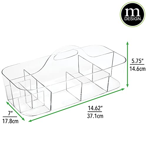 Plastic Divided Art and Craft Storage Organizer Caddy Tote Bin with Handle for Home Office and Living Room - Holds Pencils, Crayons, Sewing Supplies - Lumiere Collection, 2 Pack, Clear - view 4