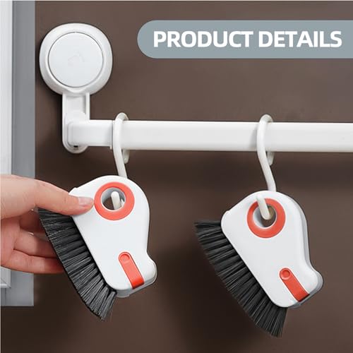 2 in 1 Groove Cleaning Brush, Grout Cleaner Tool & Multifunction Window Track Cleaner (with Hidden Scraper or Mini Dustpan) – for Glass Door Tracks, Window Sills, Sliding Doors (Orange) - view 4