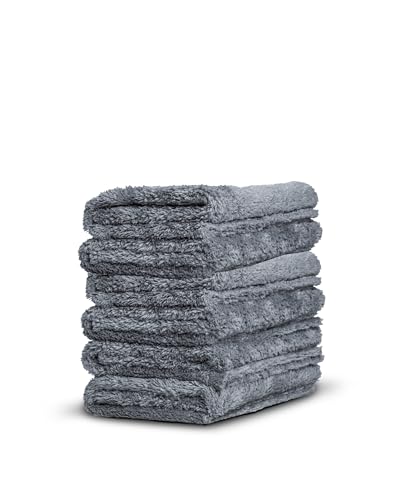 Adam's Borderless Grey Microfiber Towel (6pk) - Premium Ultra Soft Car Detailng Towel Cloths, 480gsm - Safe for Car Wash, Home Cleaning & Pet Drying Cloths (16 Inch x 16 Inch)