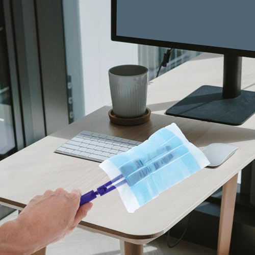 Electrostatic Duster Refills 20pcs Flat Head with Blue Short Handle and Extendable Long Handle, Microfiber Cleaning Dust Remover for Household and Desktop Cleaning - view 6