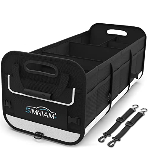 Large Car Trunk Organizer - with 5 Compartments Trunk Organizers and Storage SUV, Reinforced Handle, Securing Straps, Trunk Organizer Available for Car, SUV, Truck, Minivan