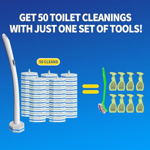 Disposable Toilet Brush Cleaning System with 50pcs Refills Pads Replacement Heads, Toilet Cleaning Stick, Wall Mounted Wand Kit Bathroom Maintenance, Toilet Bowl Cleaner Brush Holder and Set - view 5