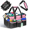 Cleaning Bags for Housekeepers, Large Cleaning Supplies Organizer with Handles & Shoulder Strap, Cleaning Caddy Bag with Foldable Divider for Cleaners, Car Horse Cleaning Bag(Pink)