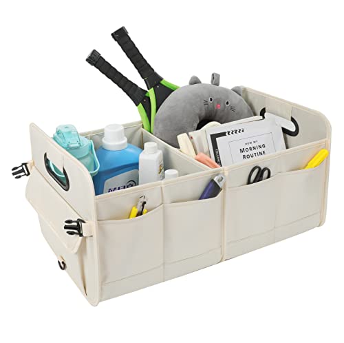 Car Trunk Organizer Car Storage Organizer Collapsible Multi Compartment Car Organizer Adjustable Straps for SUV(Beige) - view 6