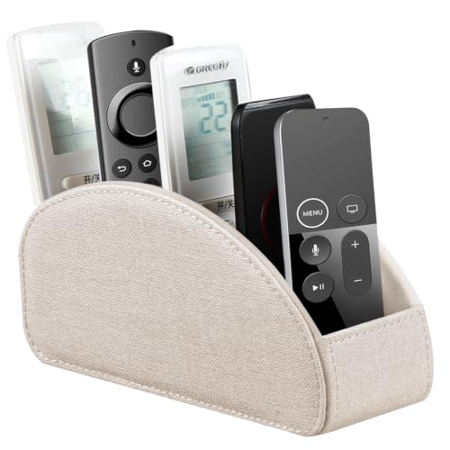 PU Leather TV Remote Control Holder/Caddy for Table with 5 Compartments