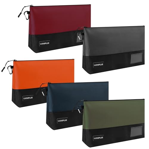 Canvas Tool Pouches Small Tool Bags with Zipper & Carabiner Clip Heavy Duty Zippered Tool Pouch Organizer Multipurpose Durable Mini Utility Setwear Tool Organization
