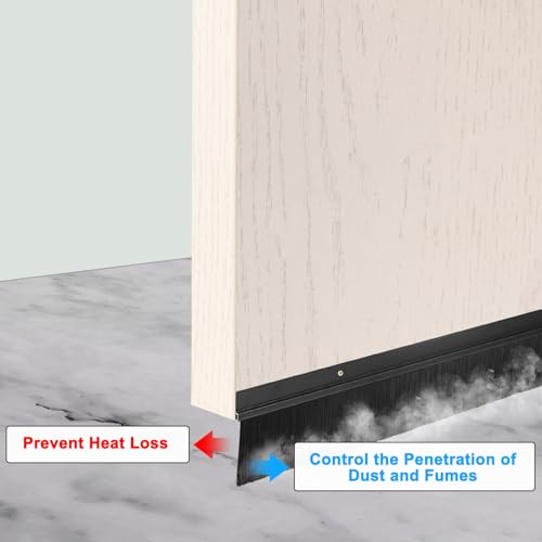 2Pack Door Sweep - 39" Door Bottom Brush Heavy Duty Seal Draft Stopper Aluminum Base with 30mm Brush, Adhesive/Screw Installation for Interior/Exterior/Garage/Sliding Doors, Black - view 5