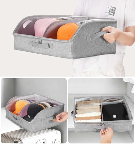 Hat Organizer for Baseball Caps, Large Hat Storage Box for Closet, Gray - view 6