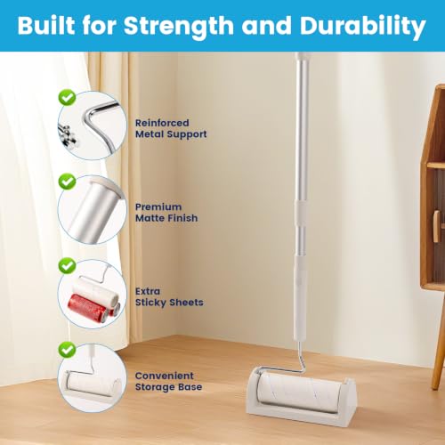 Extra Sticky Long Handle Lint Roller for Pet Hair, Floor - view 2
