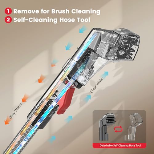 Portable Carpet & Upholstery Cleaner Machine, 15Kpa Strong Suction Spot Cleaner for Sofa, Car Seats, Pet Stains, Rugs – Carpet Cleaning Machine with Dual Brush Heads & Self-Cleaning System - view 4