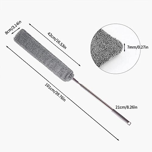 Emcgicc Retractable Gap Dust Cleaner, Microfiber Hand Duster, Under Fridge & Appliance Duster, Telescopic Dust Brush for Wet and Dry, Cleaning Tools for Home Bedroom Kitchen (55.2in, Grey) - view 7