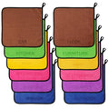 Microfiber Cleaning Cloth Set - 12 Pack Microfiber Towel 12"x12" with Printed Use Labels, Color-Coded Dish Rags Cleaning Towels, Reusable Rags for House, Kitchen, Car, Bathroom, Outdoor