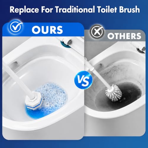 Disposable Toilet Brush Wand Kit with 50 Refills, Toilet Bowl Cleaner Brush Holder Sets for Bathroom Toilet Cleaning(White) - view 3