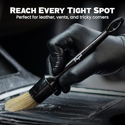 Premium Car Detailing Brush Set - Complete 6 Pack Kit - 2 Boar's Hair, 2 Ultra Soft, 2 Synthetic Bristles - Car Detail Brush for All Surfaces, Leather Seats, Air Vents, Wheels & Emblems, and More - view 4