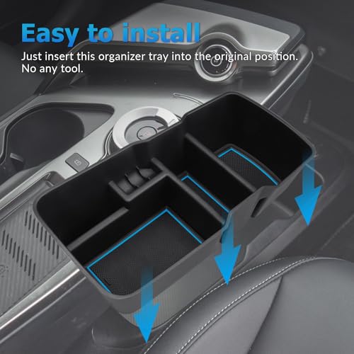 Center Console Lower Organizer Tray Compatible for Kia EV6 Accessories 2026 2025 2024 2023 Armrest Bottom Storage Box (Blue) - view 4