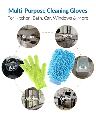 4 Pairs Microfiber Cleaning Gloves, Dusting for Blinds, Reusable - view 6