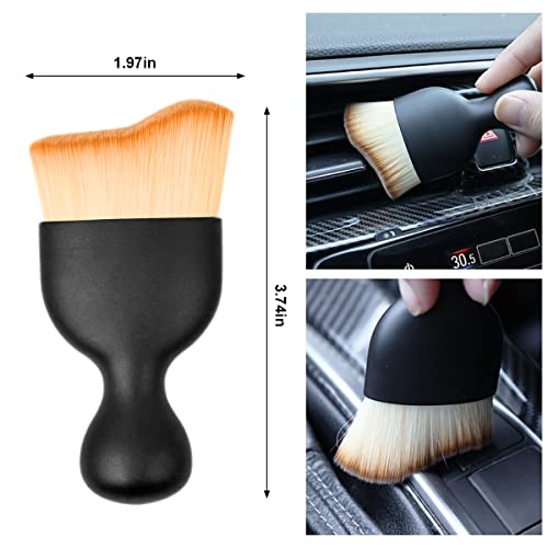 Car Detailing Brush, Auto Interior Dusting Brush, Car Soft Bristle Cleaning Tool, Universal Car Interior Crevice Brush for Dashboard, Air Conditioner Vents, Leather, Computer (Brown) - view 2