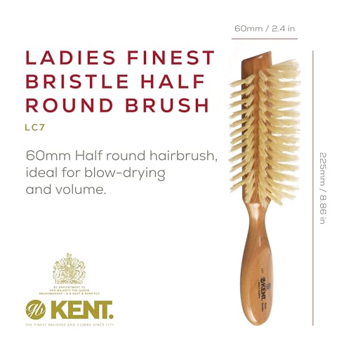 LC7 Half Radial Hair Brushes for Women Curling Hair Brush Made of Cherrywood - White Natural Boar Bristle Hairbrush Adds Volume to Shoulder Length Hair - Salon Style Pure Wood Brush from - view 3
