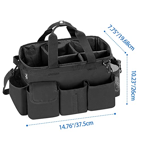 Large Wearable Cleaning Caddy Bag with Detachable Divider,Black - view 5