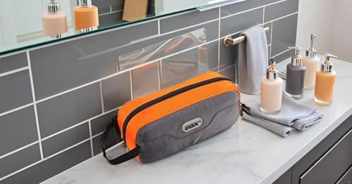 Travel Toiletry Bag Dopp Kit Case for Men Multifunction Packing Organizer Pouch(Orange/Grey) - view 4