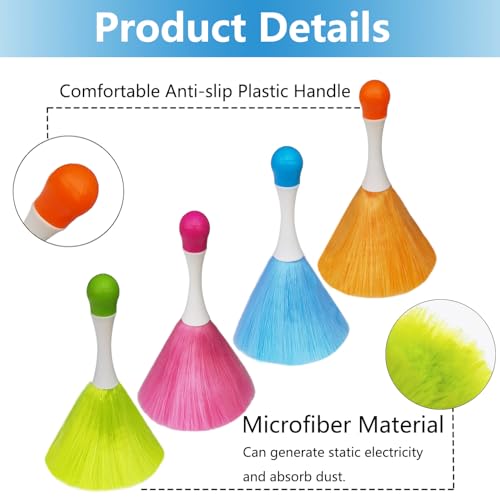 4 Pack 8" Hand Grips Microfiber Washable Duster, Suitable for Light Daily Household Dusting, Electrostatic Feather Duster Brush,Cleaning Supplies for Book,Screen,Sofa,Car,Furniture,Photo Frames - view 4
