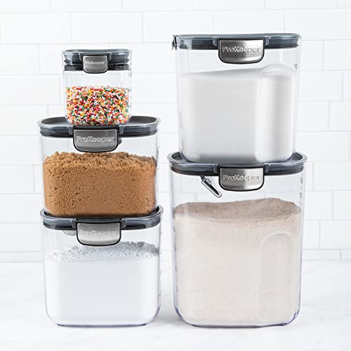 + Airtight Food Storage Container Set – Clear Plastic Flour and Sugar Canister Set with Magnetic Accessories for Kitchen Organization (Grey, 9-Piece) - view 5