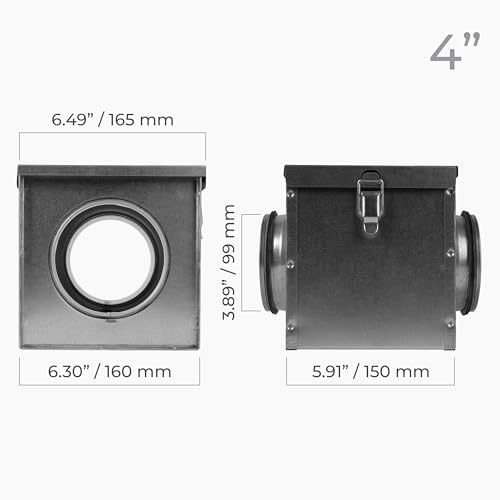 4 Inch Filter Box - Inline Duct Filter for Round Duct - Galvanized Steel Air Filter with EPDM Rubber Seal Gaskets - Intake Filter Ventilation - Air Filtration System for Home - view 2