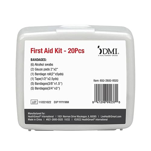 First Aid Kit, Mini 20 Piece Kit, Small and Compact All Purpose Use for Minor Cuts and Scrapes, Durable Water Resistant Case, Convenient and Portable, White, 1 Count - view 4