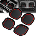 Auto Cup Holder Inserts Coaster Fit for 2018-2023 Wrangler JL JLU 2020-2023 Gladiator Accessories JT Cup Mat Pad Interior Decoration(Red Trim, 4-pcs kit, for deep Rear Cup Holders)