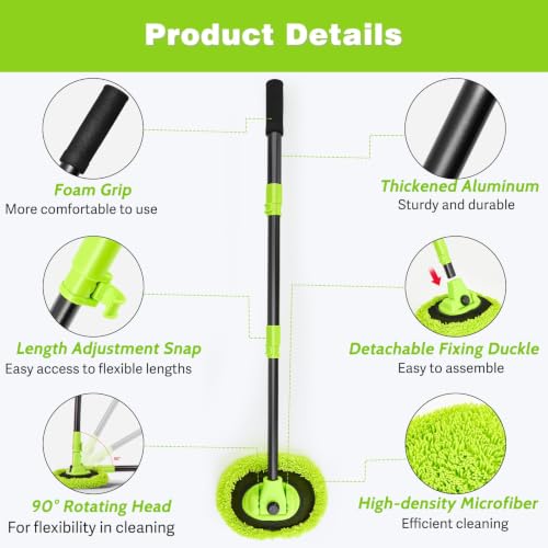 7-in-1 Car Wash Brush Kit with 15° Curved Long Handle for Cars - view 4