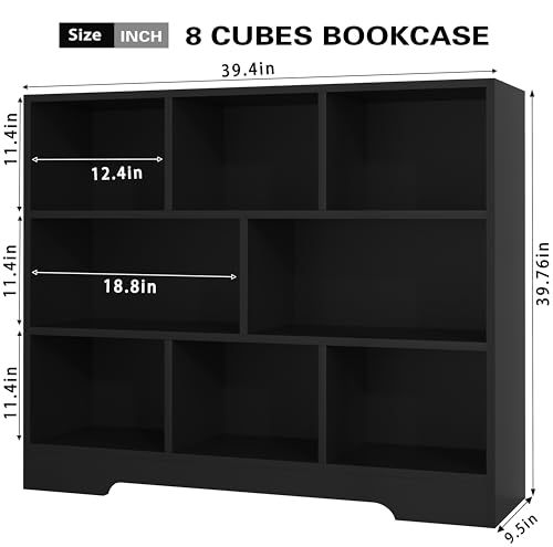 Book Shelf, 8 Cubes Storage Organizer, Open Shelf Bookcase Black Bookshelf - view 2
