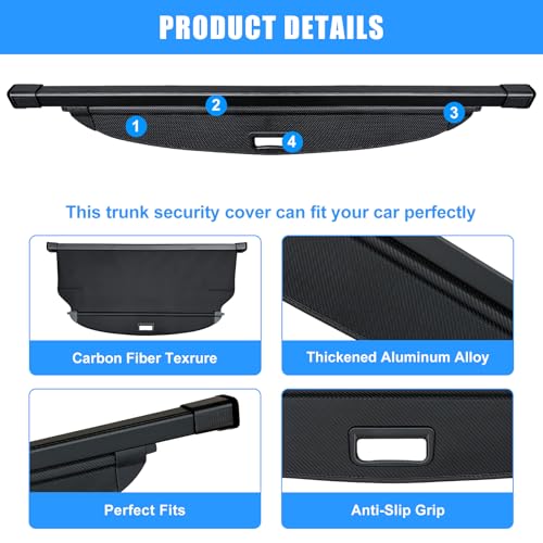 Retractable Cargo Cover for Hyundai Tucson 2026-2022, Carbon Fiber - view 5