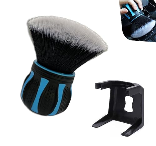 Car Detailing Brush, Ultra Soft Tire Shine Brush with Storage Rack, Interior Cleaning Tool, Universal Beauty Tools for Most Cars (Blue)