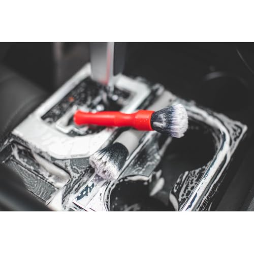Synthetic Detailing Brush Set - Long & Short Brush - Ultra-Soft Interior Car Cleaning Brushes for, Screens, Emblems, & Tight Spaces - Red - view 5