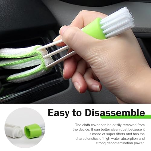 3 PCS Mini Car Air Vent Gap Duster Brush, Double Ended Soft Bristle Dashboard Window Blind Duster, Deep Cleaning Car Interior Dust Remover Tool for Most Cars SUVs Trucks (Green) - view 5