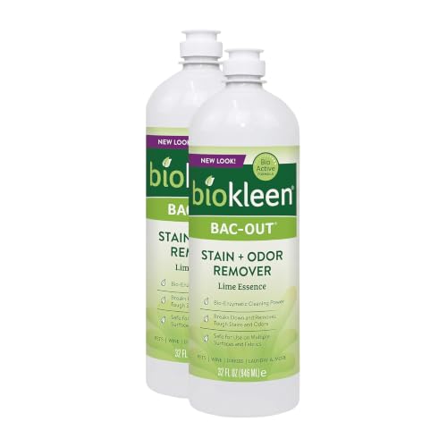 Bac Out Stain Remover for Clothes - Natural with Live Enzyme Cultures, for Carpet, Diapers, Wine, Laundry 32 oz - Packaging May Vary (Pack of 2)