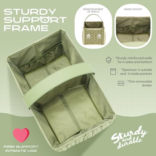 Luxurious Baby Diaper Caddy, Nursery Storage Basket for Newborn Essentials, Travel Baby Basket for Diapers Baby Wipes, Organizer Tote Bag Storage Bin, Baby Shower Gifts(Sage Green) - view 3