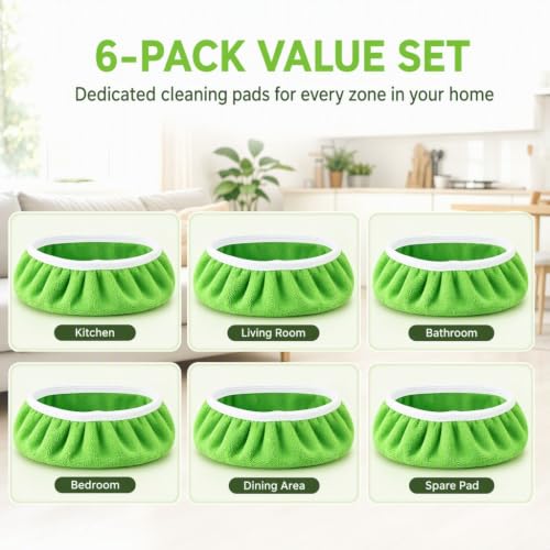 3Pcs Microfiber Mop Replacement Pads, Thick Household Floor Cloths Reusable & Washable, Lint‑Free, High‑Absorbent, Works for Tile Floors, Countertops, Kitchen and Bathroom Surfaces, Green - view 7