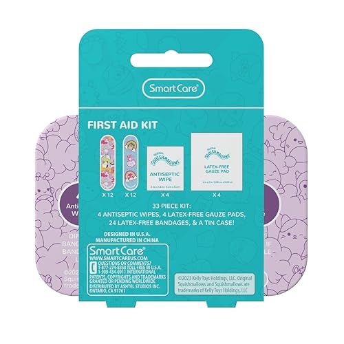 Squishmallow First Aid Kit Travel Essentials with Antiseptic Wipes, Cute Bandage Variety Pack for Kids, Latex-Free Gauze Pads and Bandages in Tin Case, 33PC - view 2