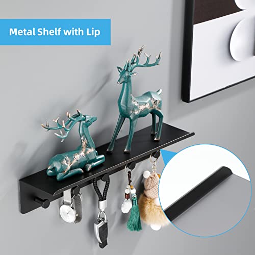 Bathroom Towel Rack Wall Mounted, Rustproof Aluminium Shelf with 5 Bath Robe Hook, Decor Display Storage, Hot Tub Accessories, Hanging Hanger for Hat, Key, Bag Holder, Bathtub - view 5