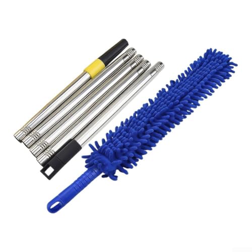 Electrostatic Feather Duster with Extendable Rod - Flexible High-Density Chenille Wand for Ceiling Fans & Blinds - Blue 35cm Head(5) - view 2