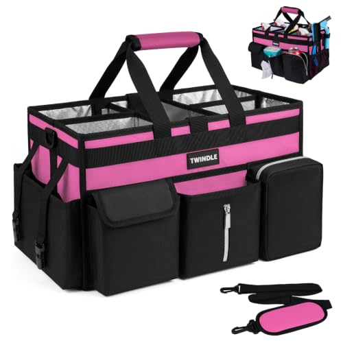 Large Cleaning Caddy With Detachable Divider And Support Board, Large Cleaning Supply Caddy With Adjustable Shoulder Strap & Waist Belt For Cleaners,Housekeepers