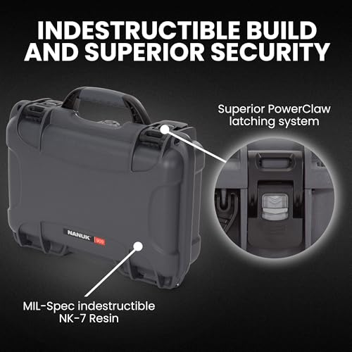 909 Travel Hard Case with Customizable Cubed Foam – Waterproof Camera Case, 12.6” x 9” x 4.4”, Lightweight, Lockable, Dustproof, Impact-Resistant & Durable Protective Case – Graphite - view 2