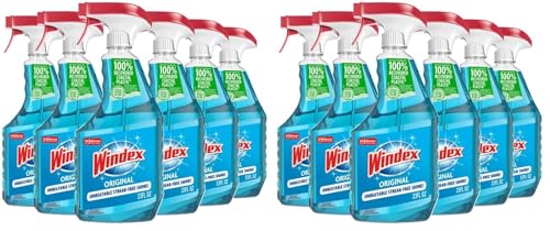 Glass and Window Cleaner Spray Bottle, Bottle Made from 100% Recycled Plastic, Surface Cleaning Spray, Original Blue Scent, 23 Fl Oz,6 Count (Pack of 2)