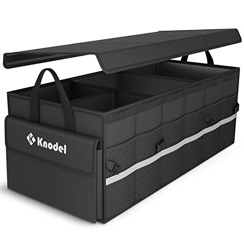Trunk Organizer with Lid for Car, SUV, and Truck (Large, Black)
