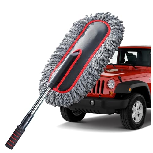 Car Duster, Scratch-Free Microfiber Cleaning Brush, Gray/Red