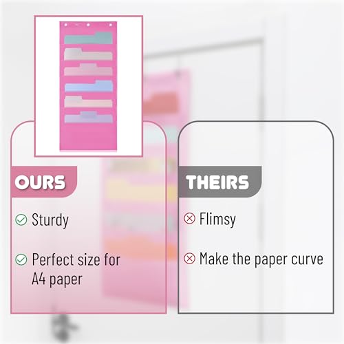 Hanging Wall File Organizer, 6 Pocket, Pink - view 5