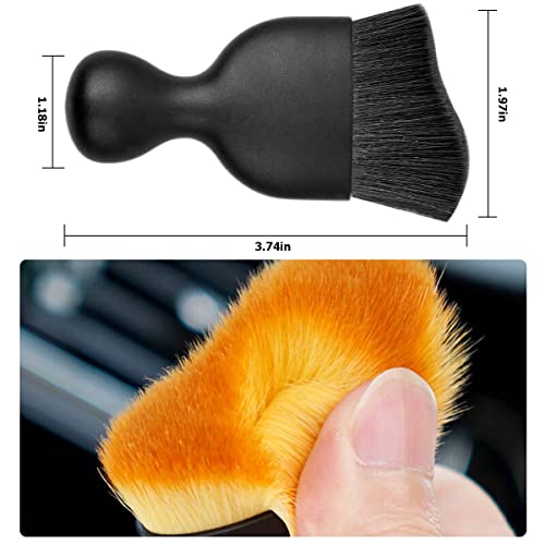 Car Interior Detailing Brush, Auto Soft Hair Cleaning Brushes, Curved Dirt Dust Collectors, Removal Tool for Dashboard Air Conditioner Vents Leather, Scratch Free (Black/1PCS) - view 2